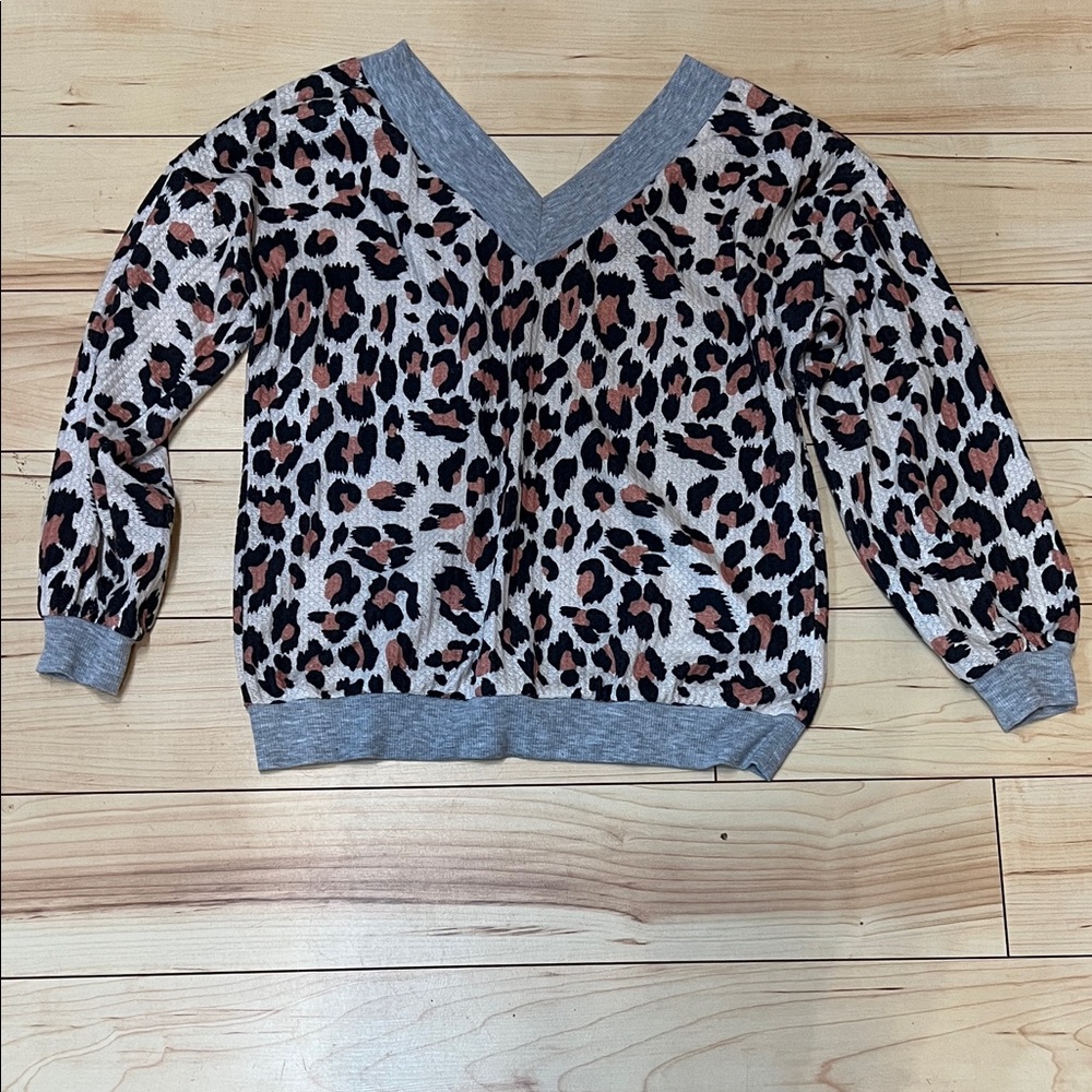 Leopard Print V-Neck Sweater